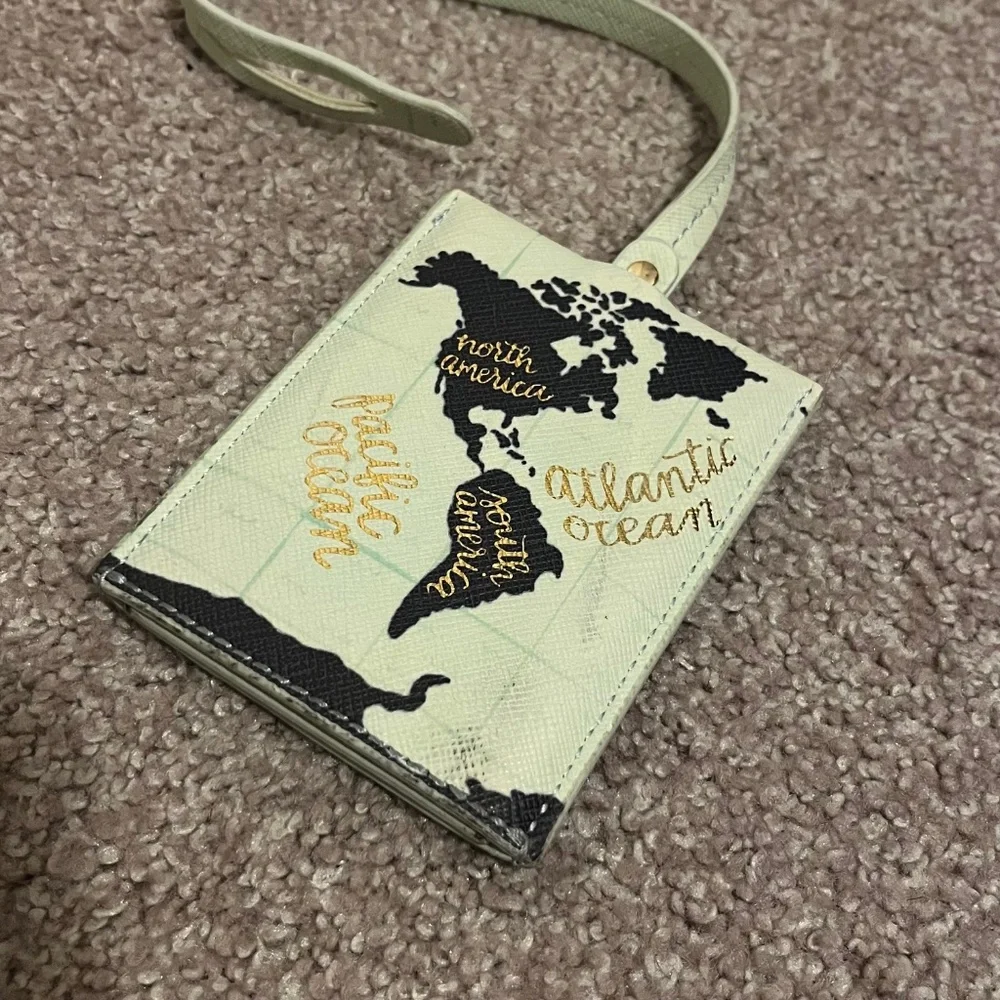 Anthropologie and 1Canoe2 World Map Passport Holder Cover and Luggage Tag Set